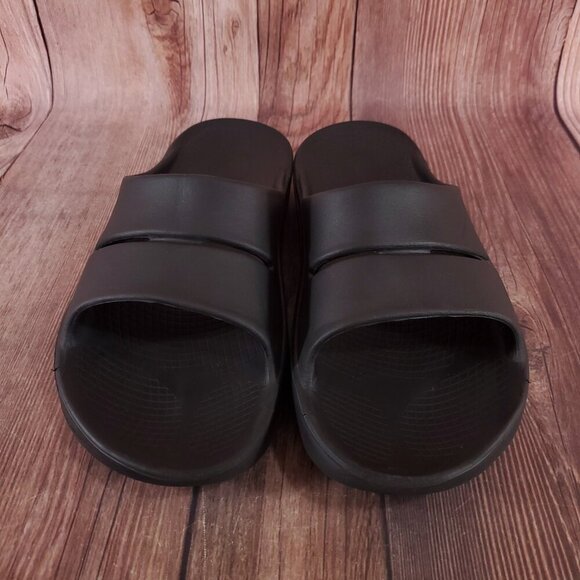 Oofos Ooahh Unisex Size Mens 12 Womens 14 Black Slides Sandals Recovery Comfort - Picture 4 of 14